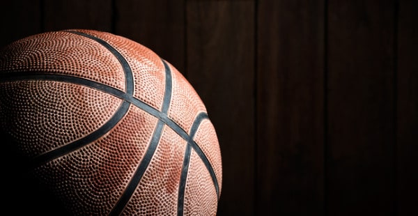 basketball against black background