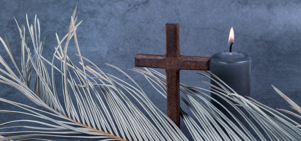 Ash Wednesday Cross Candle and Palm Leaf