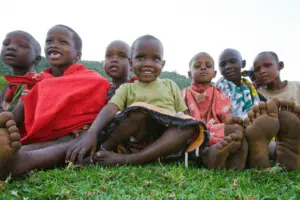 african children sitting and smiling