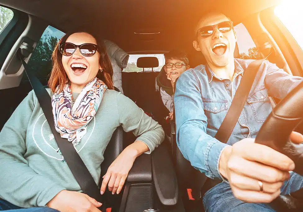 Family in car